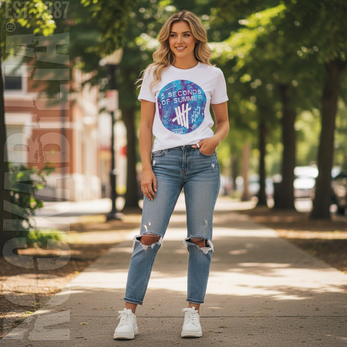 5 Seconds Of Summer Scribble Logo Tie-Dye Junior Top