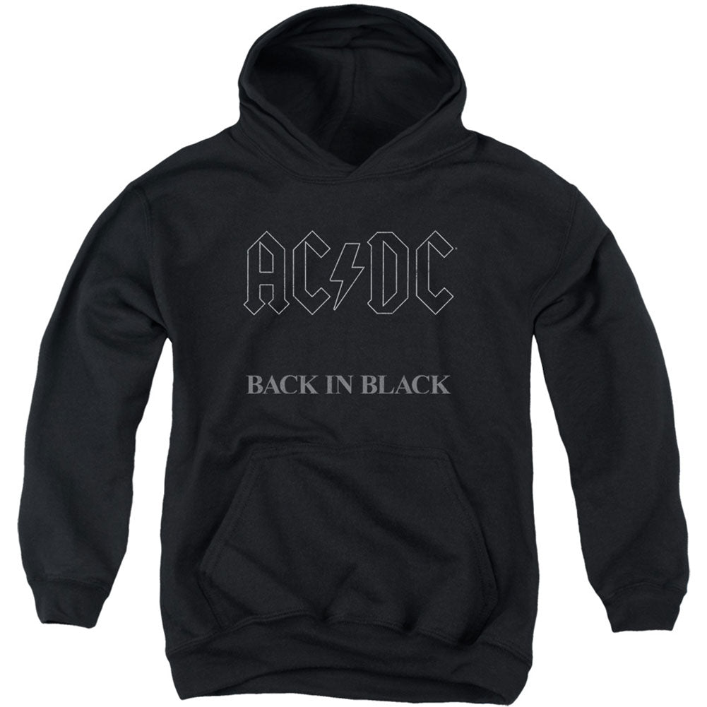 AC/DC Back In Black Youth 50% Poly Hooded Sweatshirt
