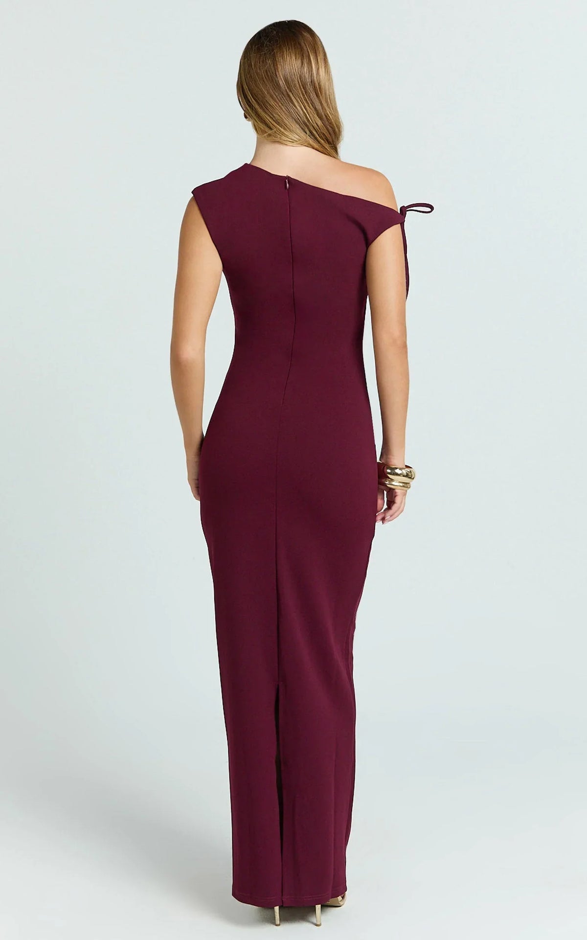 Belle Maxi Dress - Tie Shoulder Detail Dress in Wine