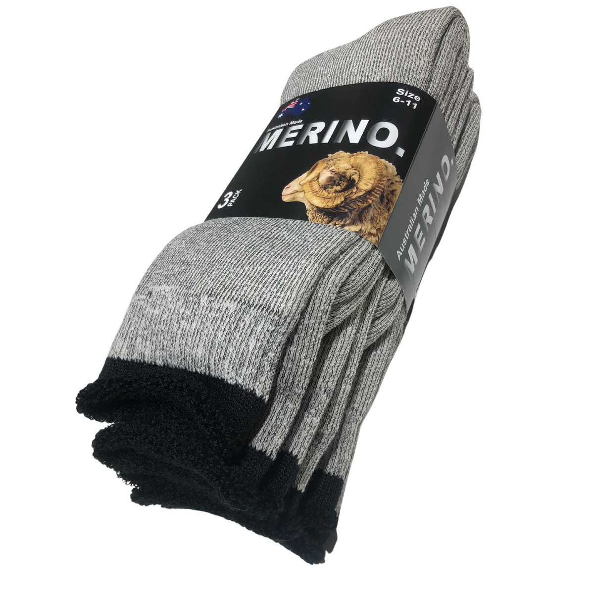 3 Pairs Beige Merino Wool Socks - Mens Heavy Duty Premium Thick Work Socks w/ Cushion