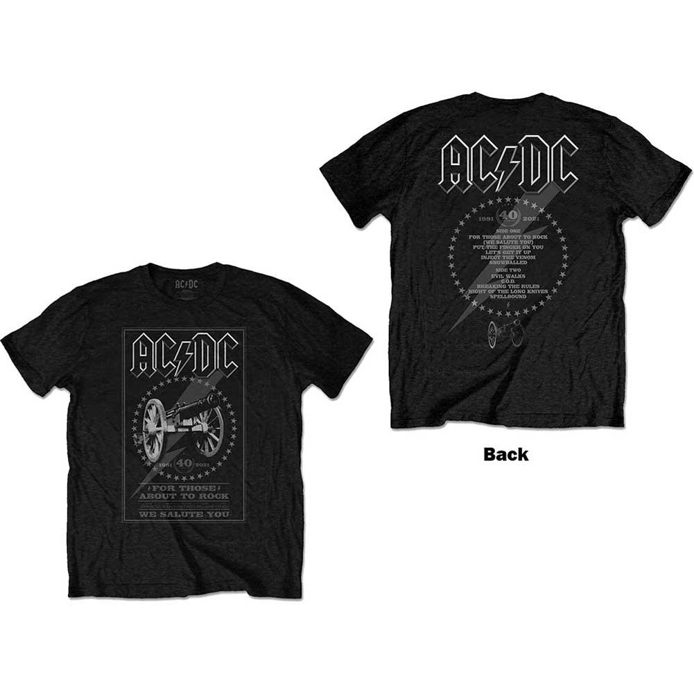 AC/DC FTATR 40th Monochrome (Back Print) Slim Fit T-shirt