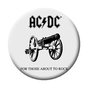 AC/DC About To Rock Grey Button