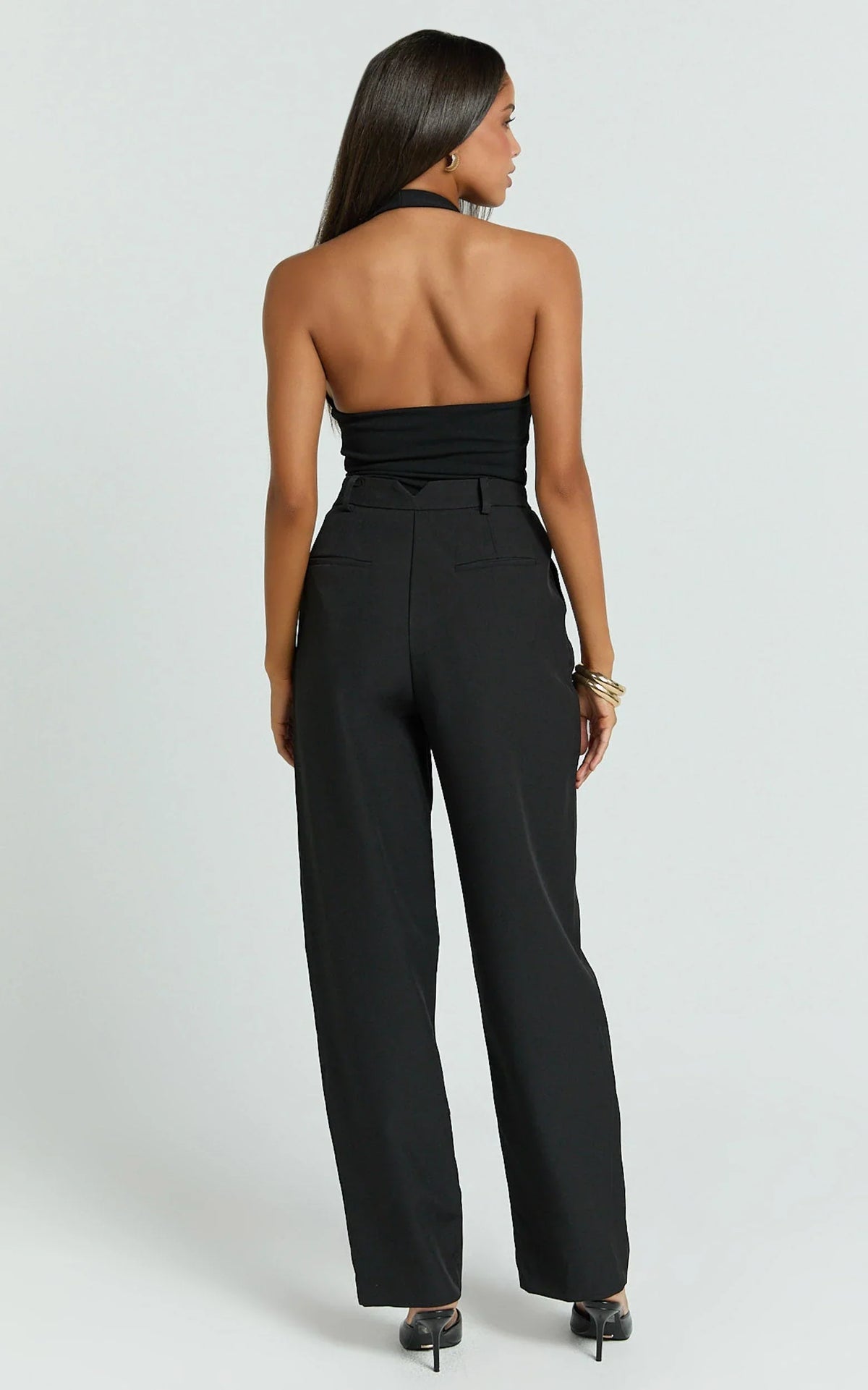 Ebby Pants - Barrel Leg High Waisted Pants in Black