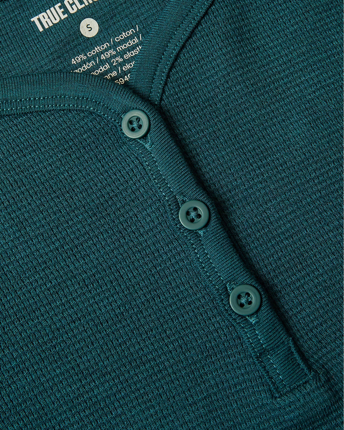 Girls Deep Emerald Long Sleeve Boxy Waffle Henley