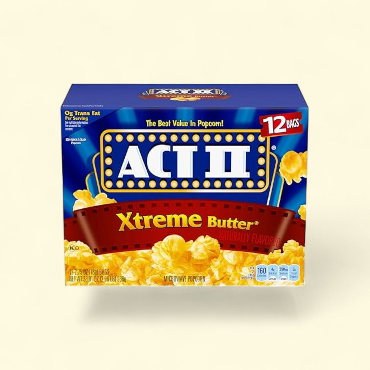 Act II Xtreme Butter Microwave Popcorn, 2.75 oz., 12-Count Bags