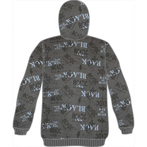 AC/DC Back In Black All Over Print Zippered Hooded Sweatshirt