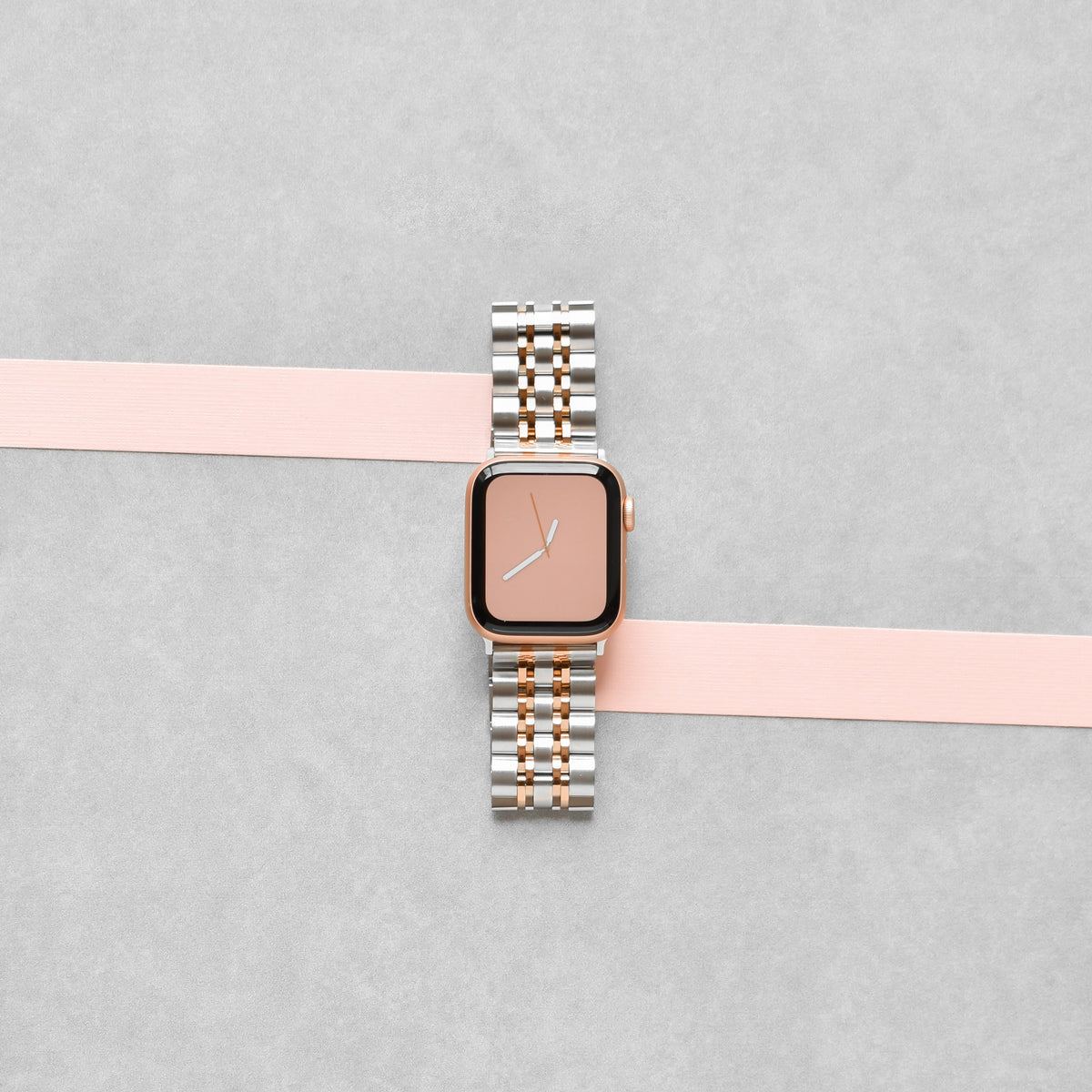 Stainless Steel Apple Watch Strap - Silver & Rose Gold