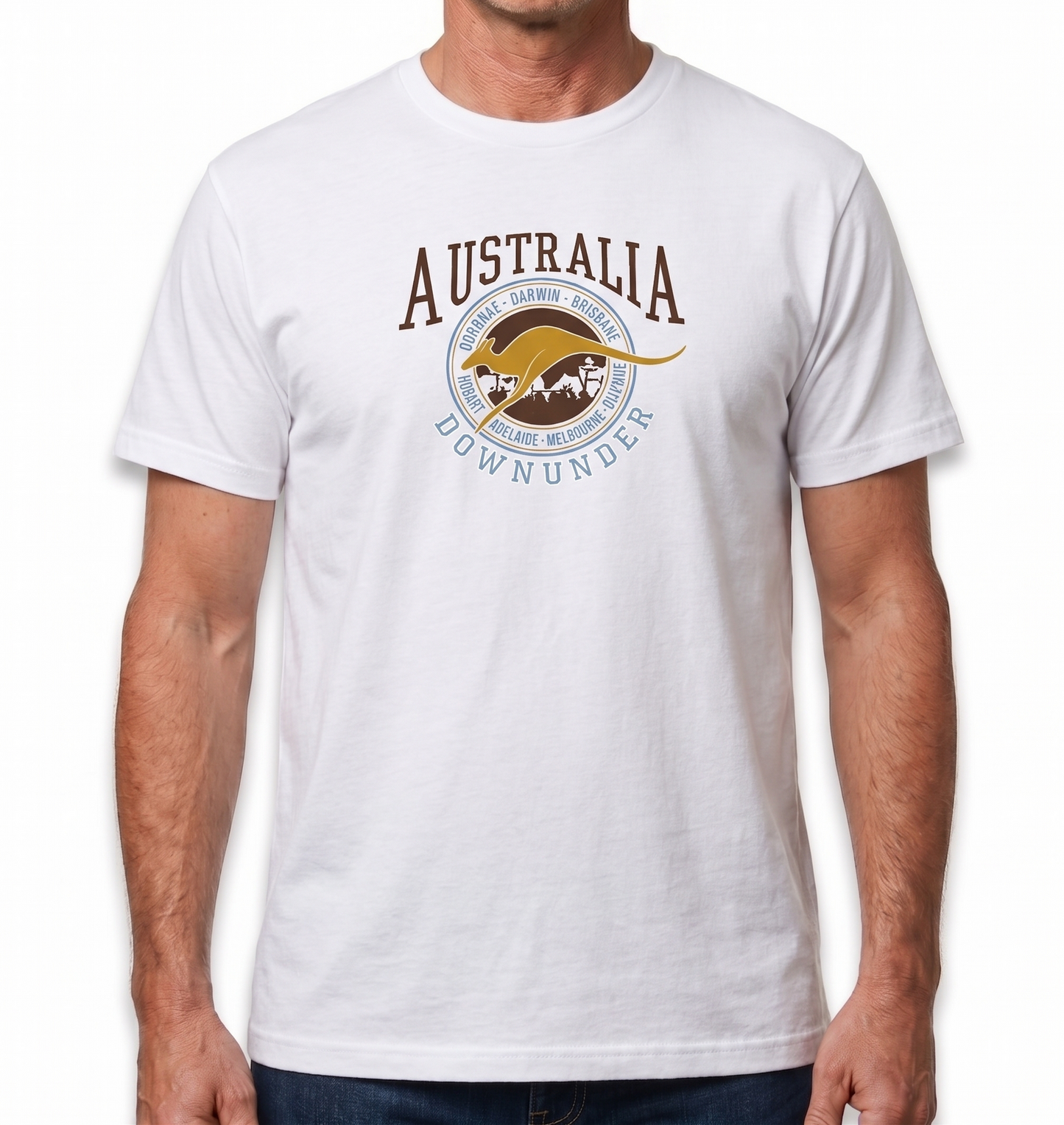 10X Adult Kangaroo Down Under Australia T Shirt Bulk Pack White 100 Cotton Souvenir Gift Tee Top