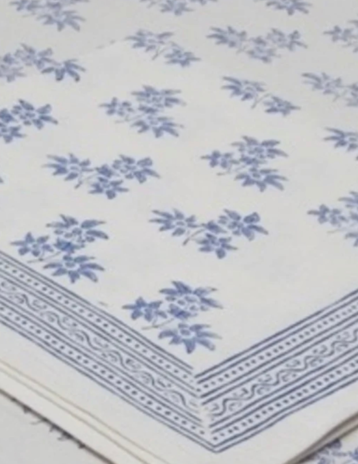 Jasmine Blue Hand Block Printed Tablecloth (3 Sizes)