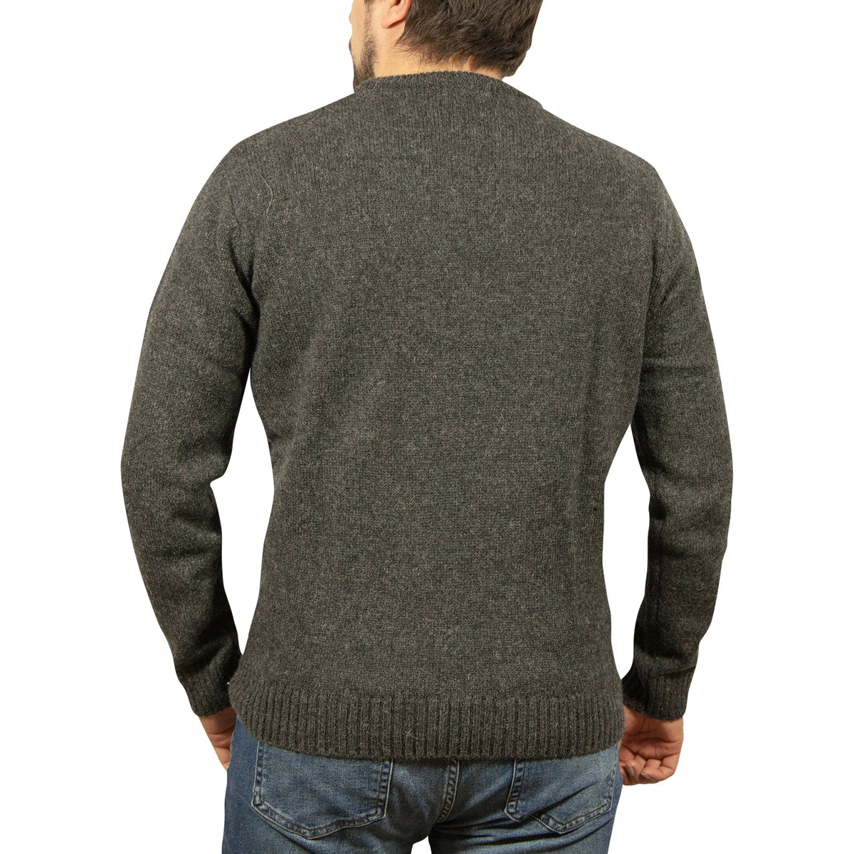 100 Shetland Wool Crew Round Neck Knit Jumper Pullover Mens Sweater Knitted Charcoal 29 3Xl