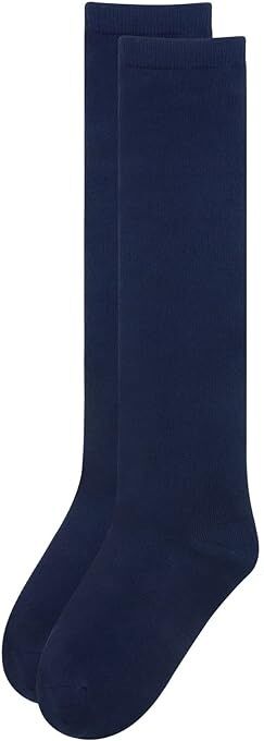 1X Pair School Uniform Knee High Socks Cotton Rich Girls Boys Kids Navy