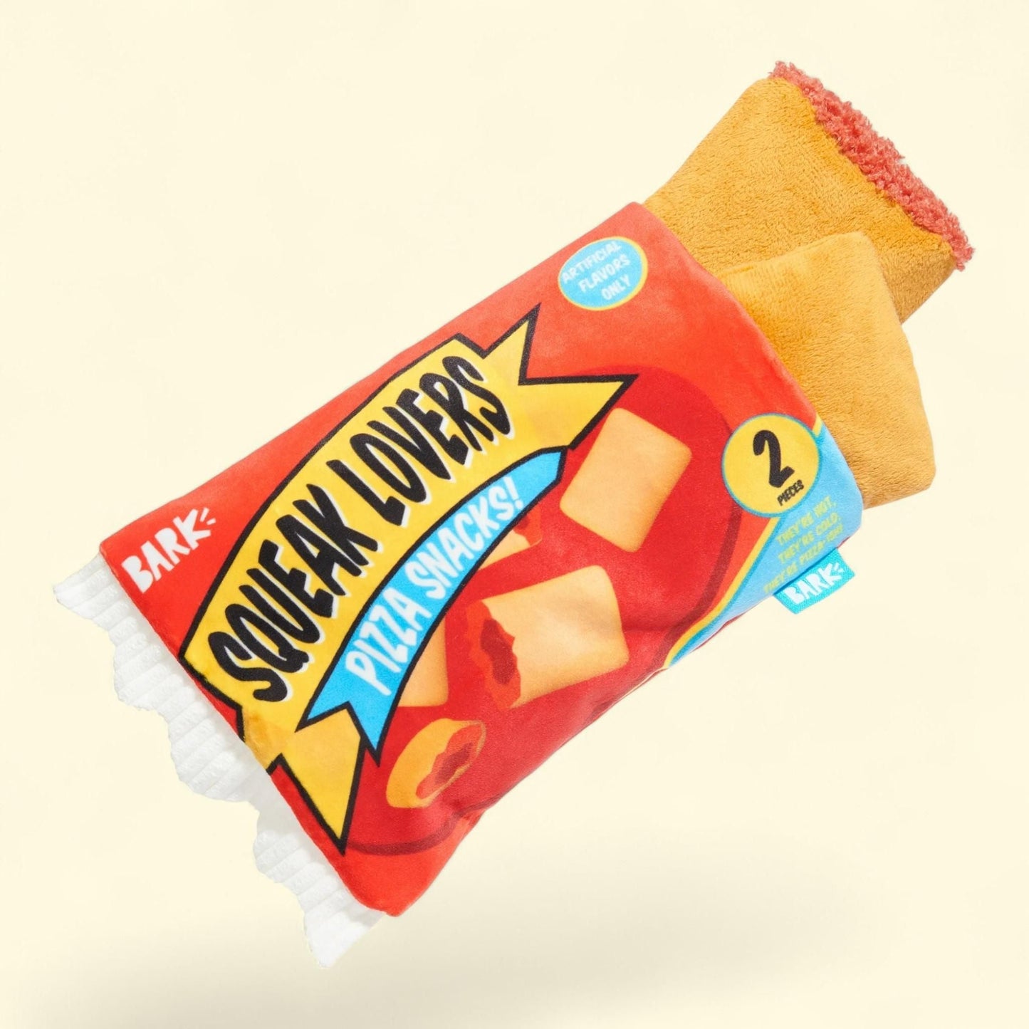 BARK Pizza Roll Squeak Lovers Snacks Dog Toy, Medium and Large Sizes