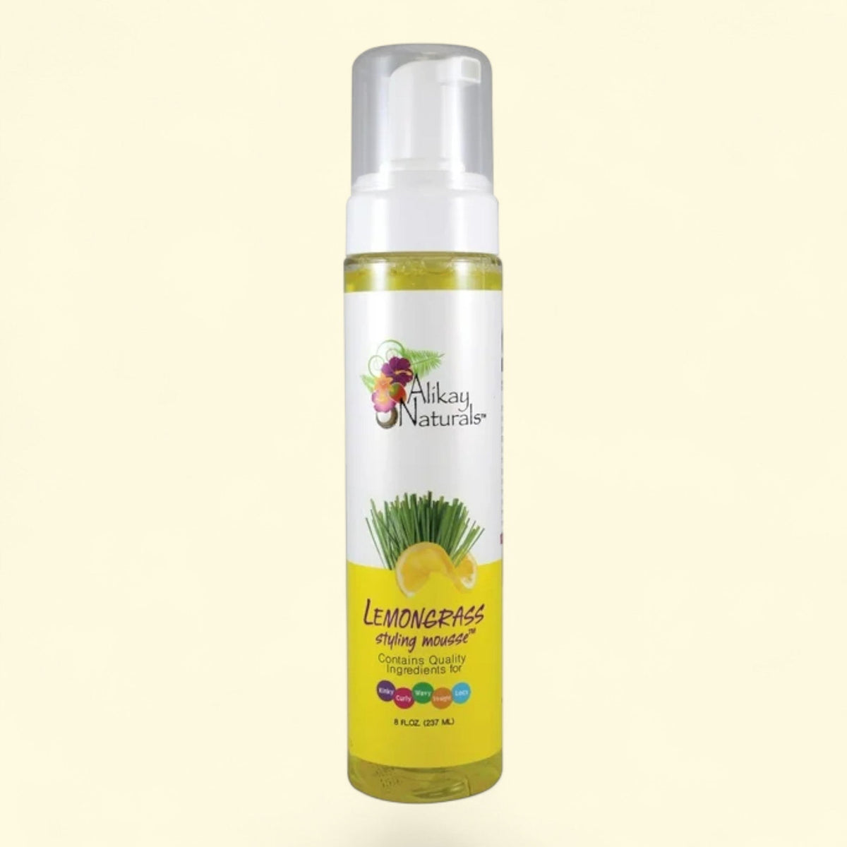 Alikay Naturals Lemongrass Frizz Control Pump Hair Styling Mousse, 8 fl oz