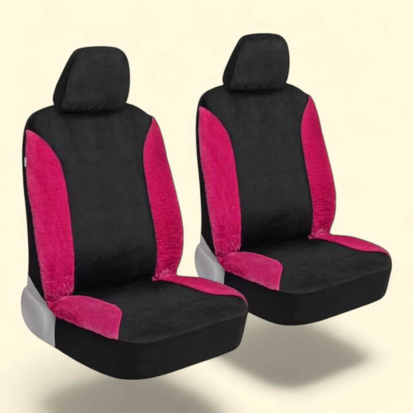 BDK Hot Pink Faux Wool Fur Seat Covers, 2 Pieces