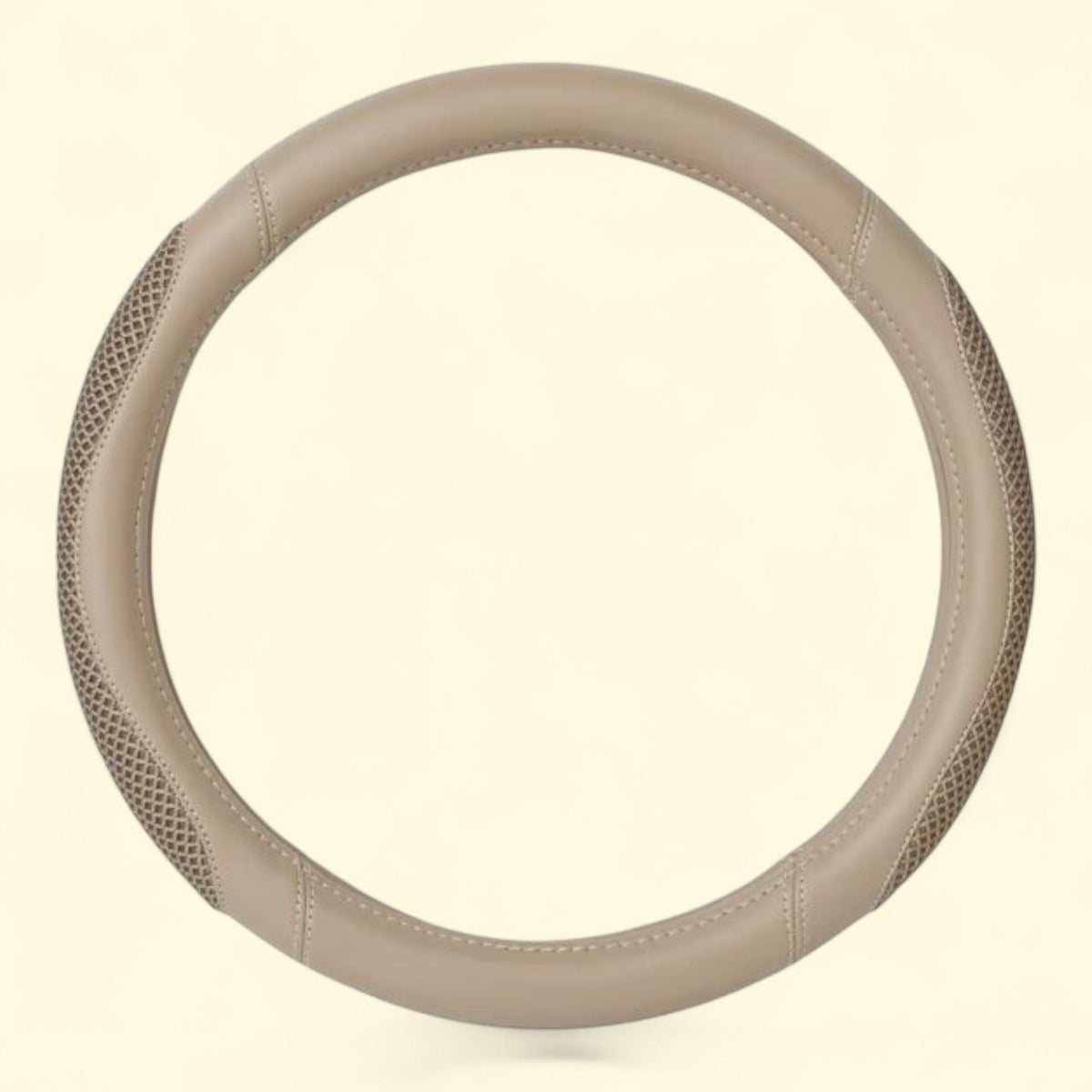 Auto Drive Steering Wheel Cover, Beige 3D Mesh, Universal Fit, PU Leather, 1 count