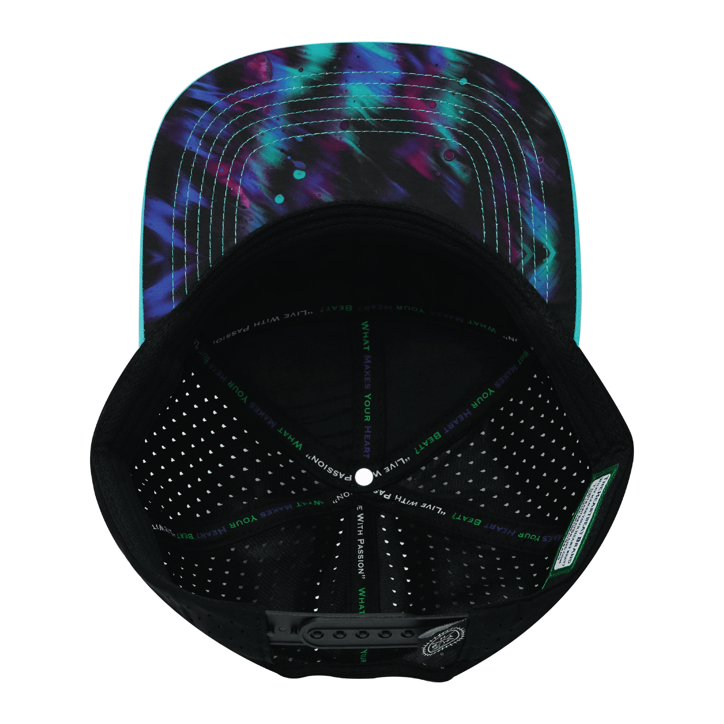 **ADULT** Color Vibes Hat - Flat Bill - Space Dust - Neon Green Blue / Black - Laser Mesh