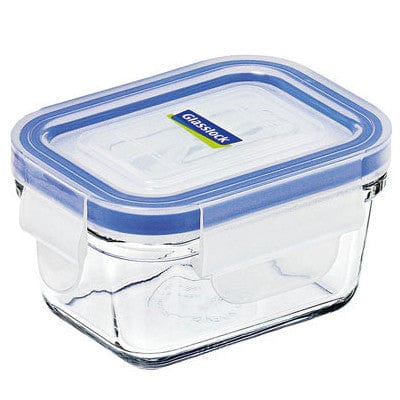 Glasslock Glass Food Storage Container 180ml Rectangle | Freezer Safe Blue Seal