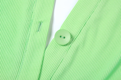 New Mint green Single Breasted open Back Slim Fit Dress for women