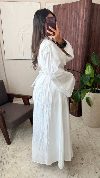 Robe Chemise Doublee 100 Coton I Blanc