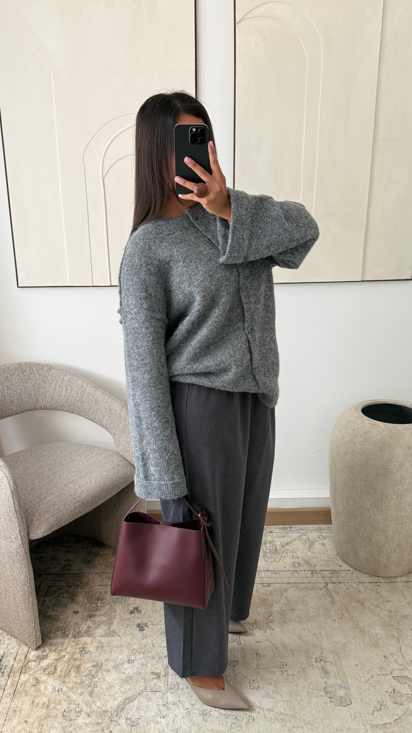 Cardigan épais et doux SOLÈNE  Gris