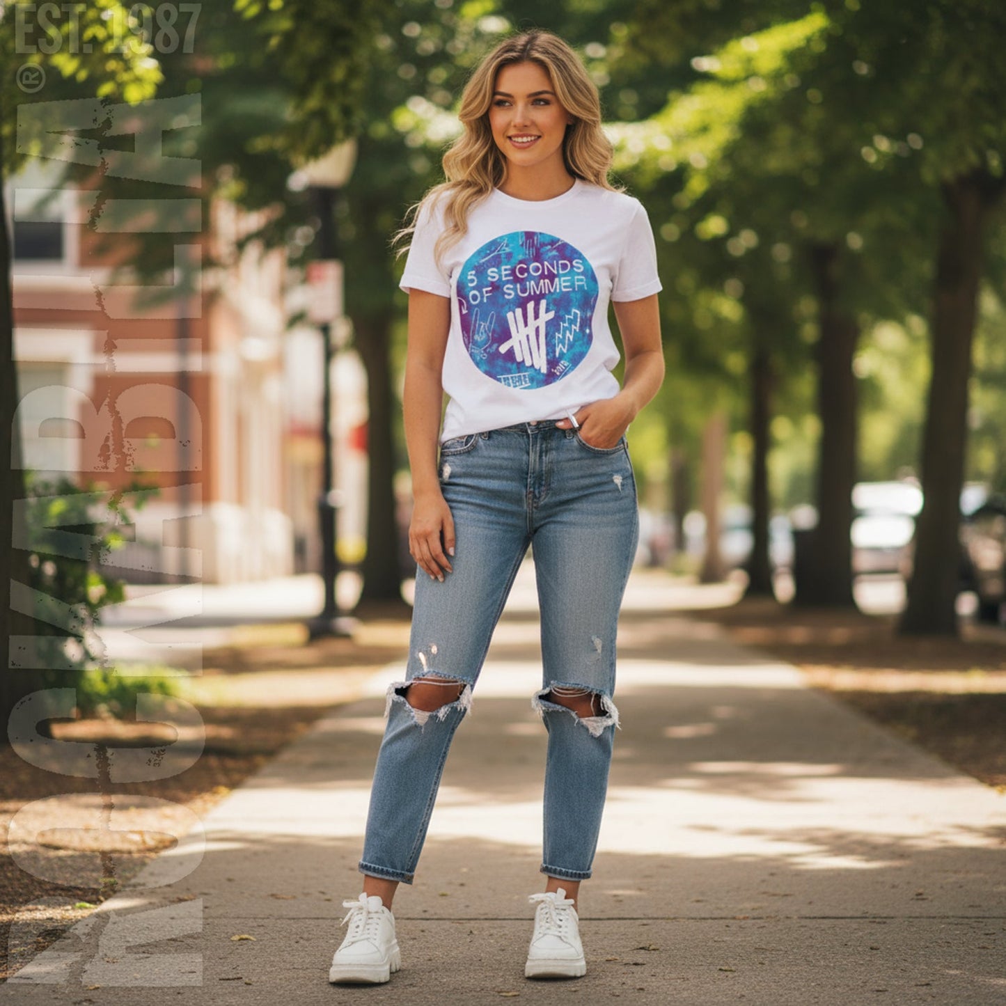 5 Seconds Of Summer Scribble Logo Tie-Dye Junior Top
