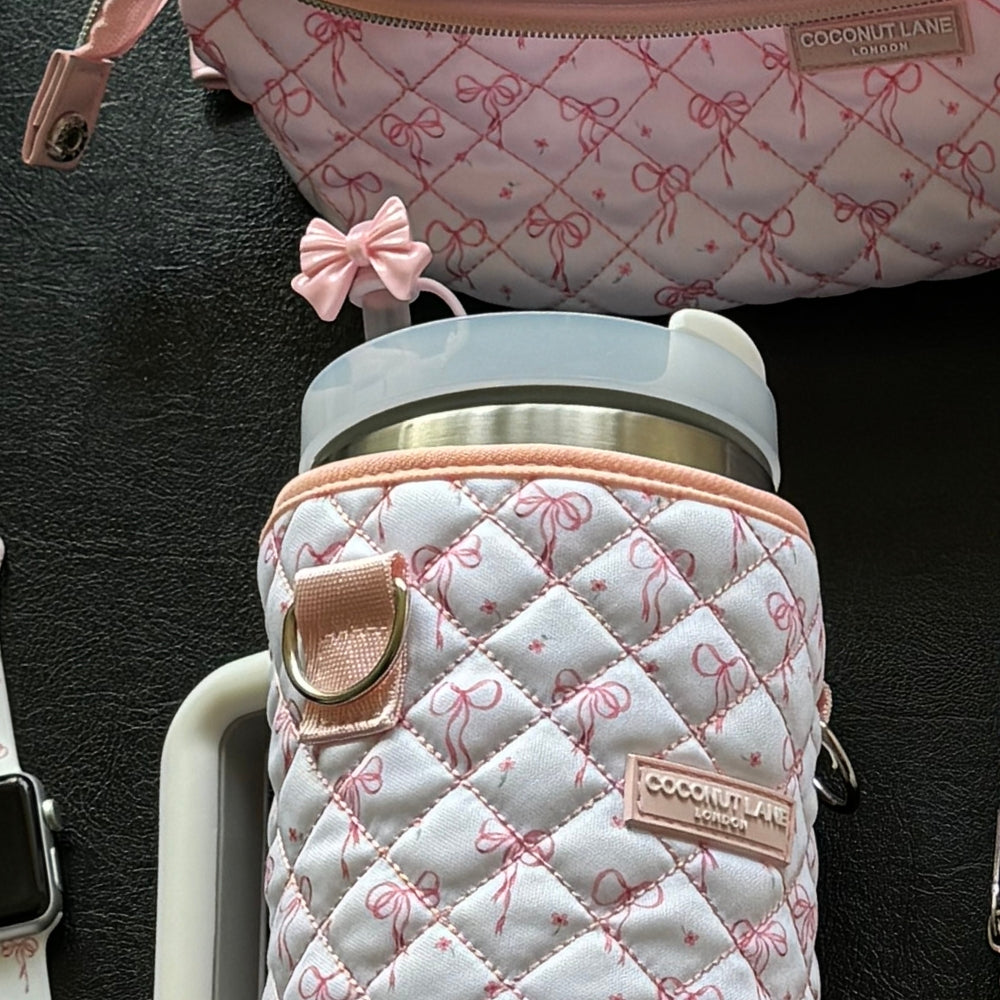 Pink Bow Straw Cover