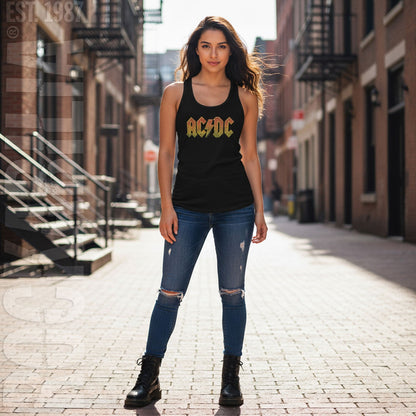 AC/DC Distressed Orange Womens Tank