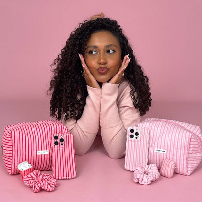 Towel Makeup Bag - Powder Stripes
