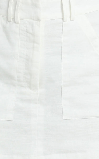 Dream Linen Blend Skort - High Waisted A Line Skort in Off White