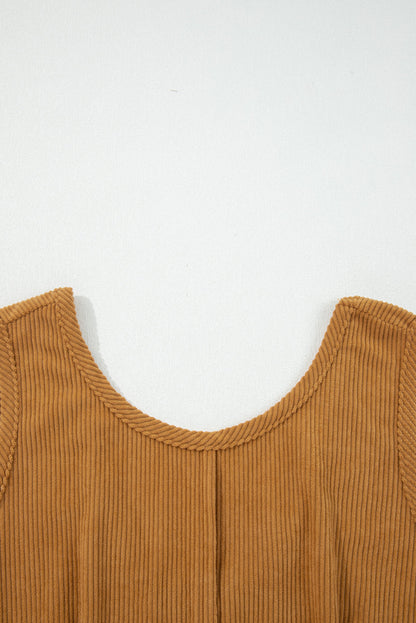 Black Corduroy Exposed Seam Sleeveless Mini Dress