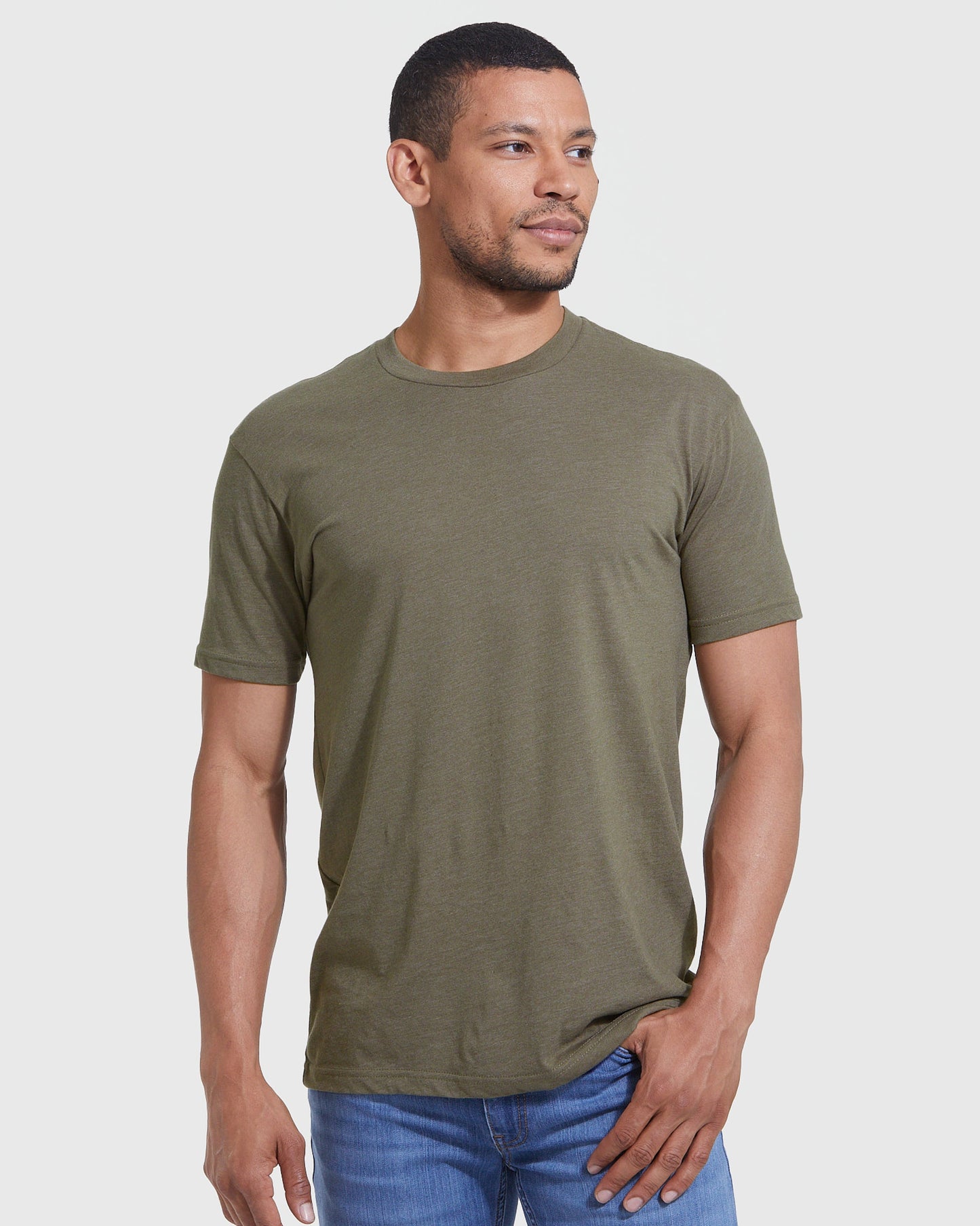Heather Military Green Classic Crew Neck