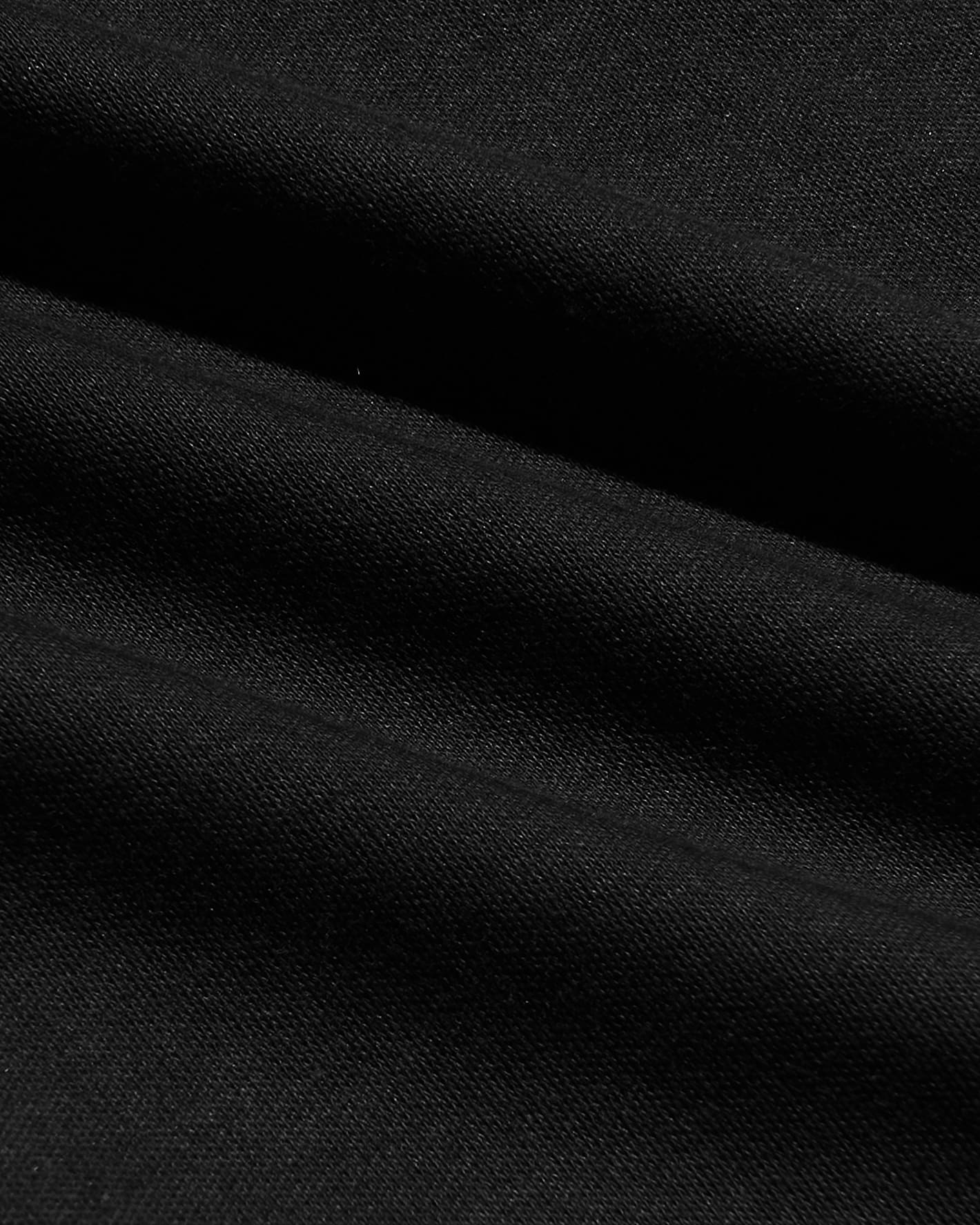 Black Pima Cotton Blend Curved Hem Crew