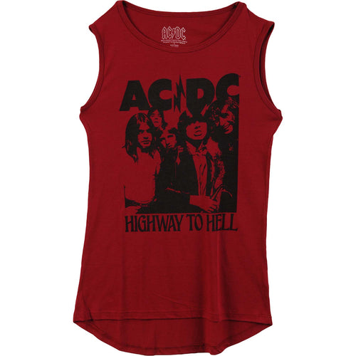 AC/DC Highway To Hell Rolled Sleeve Tank Tee Womens Tank