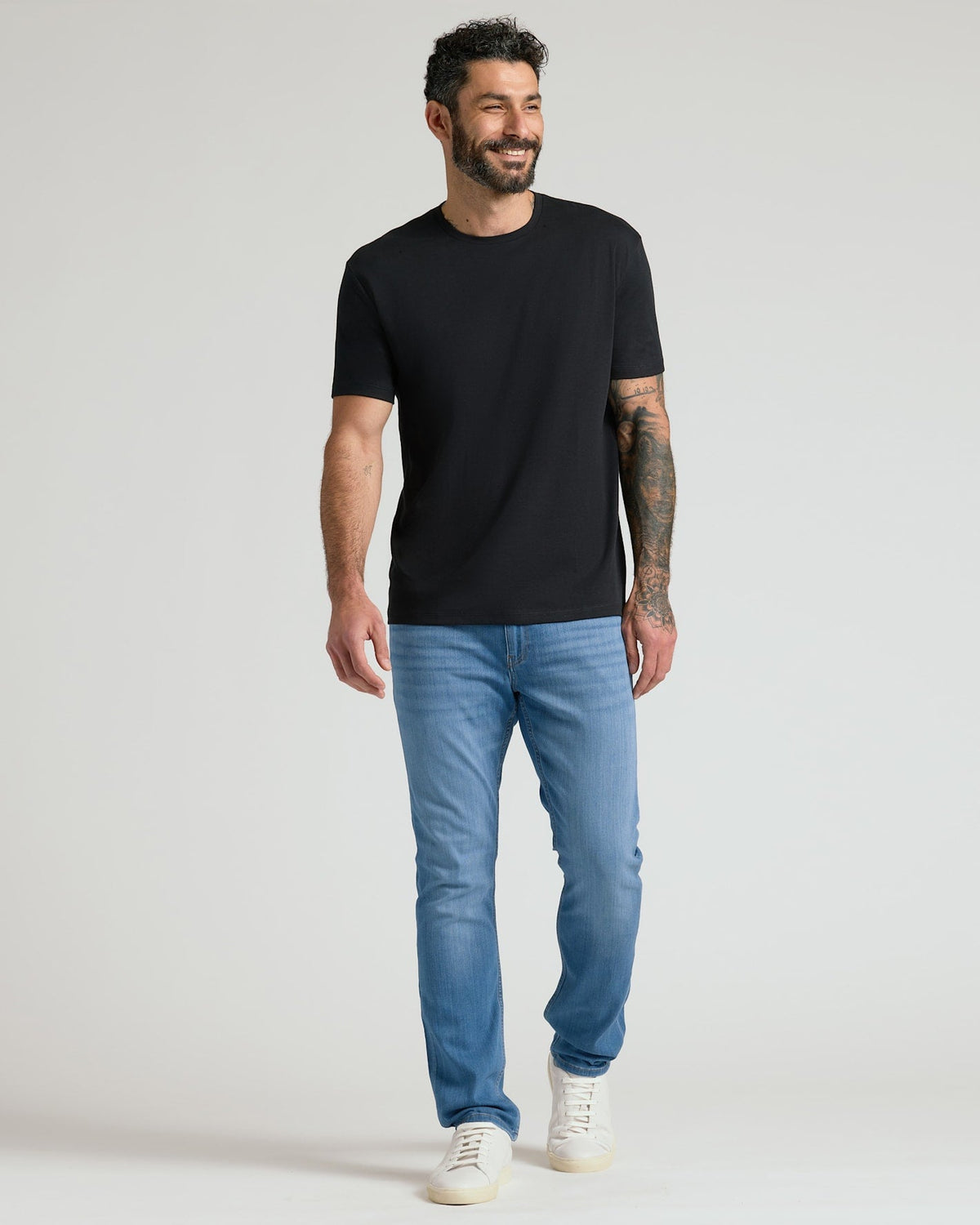 All Black Pima Cotton Blend Crew 7-Pack