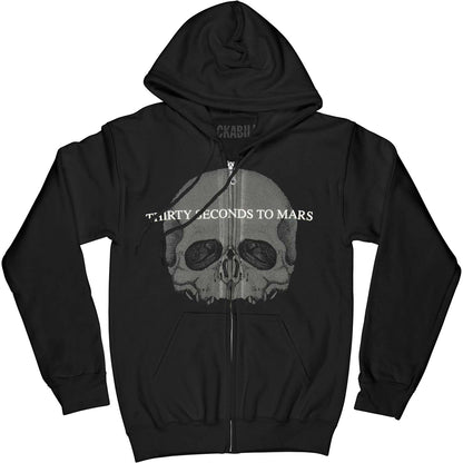 30 Seconds To Mars Skull Zipper Hoodie Zippered Hooded Sweatshirt