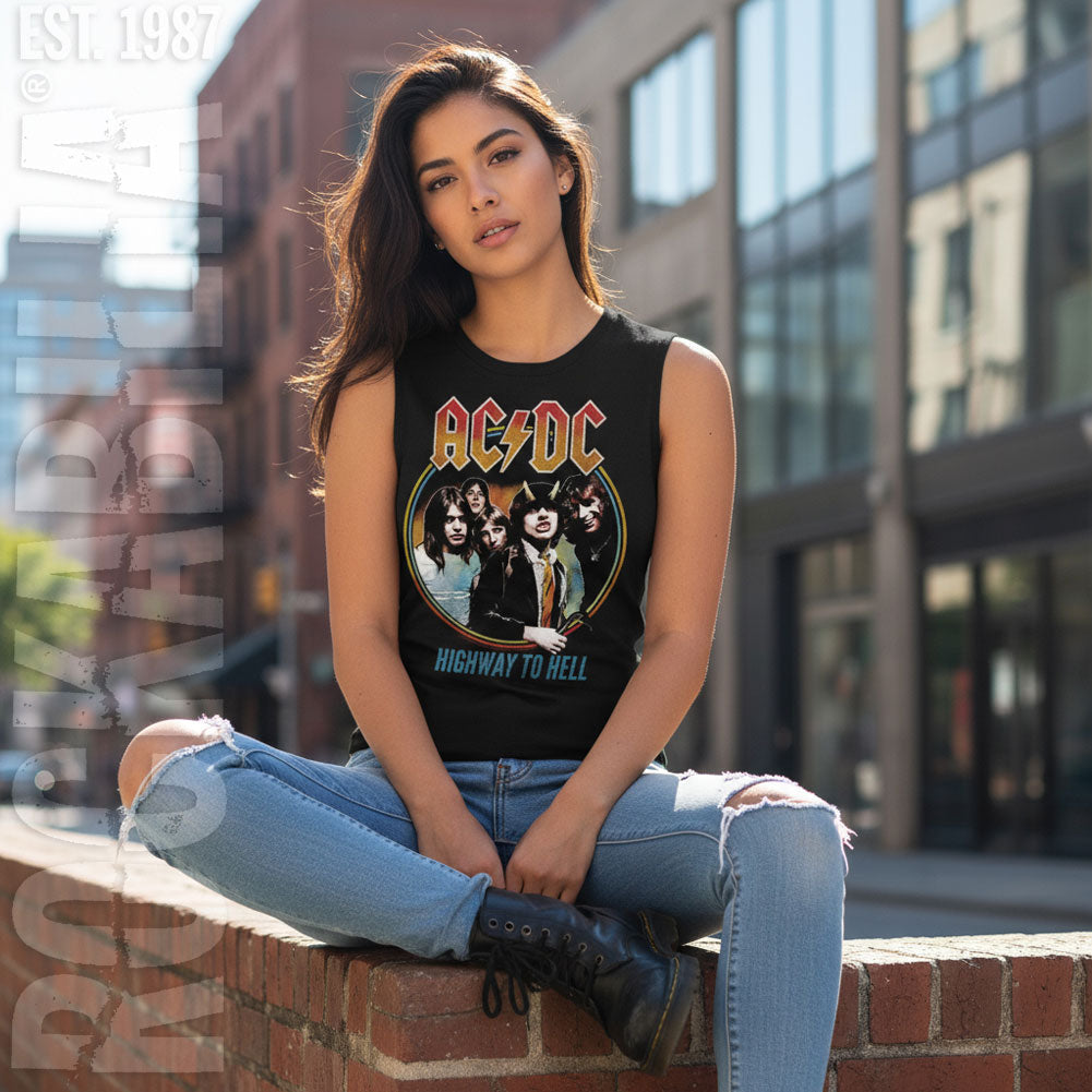 AC/DC Highway To Hell Tricolor Womens Tank