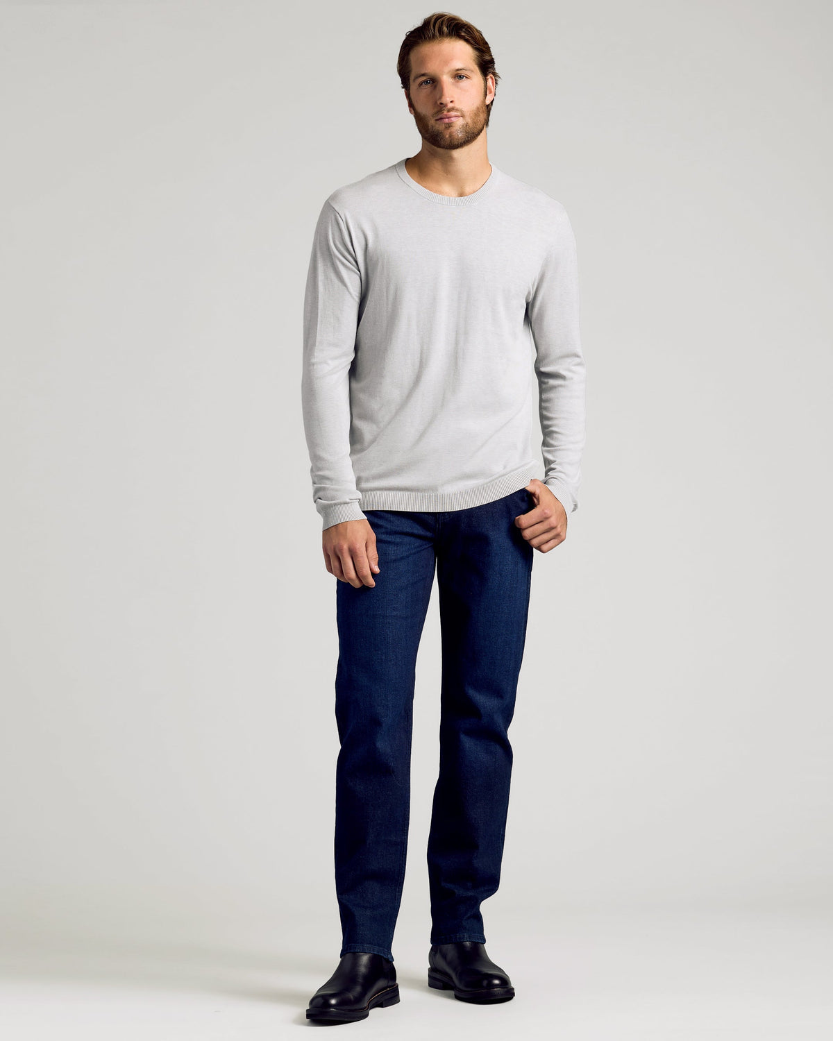 Heather Gray Dressy Crew Neck Sweater