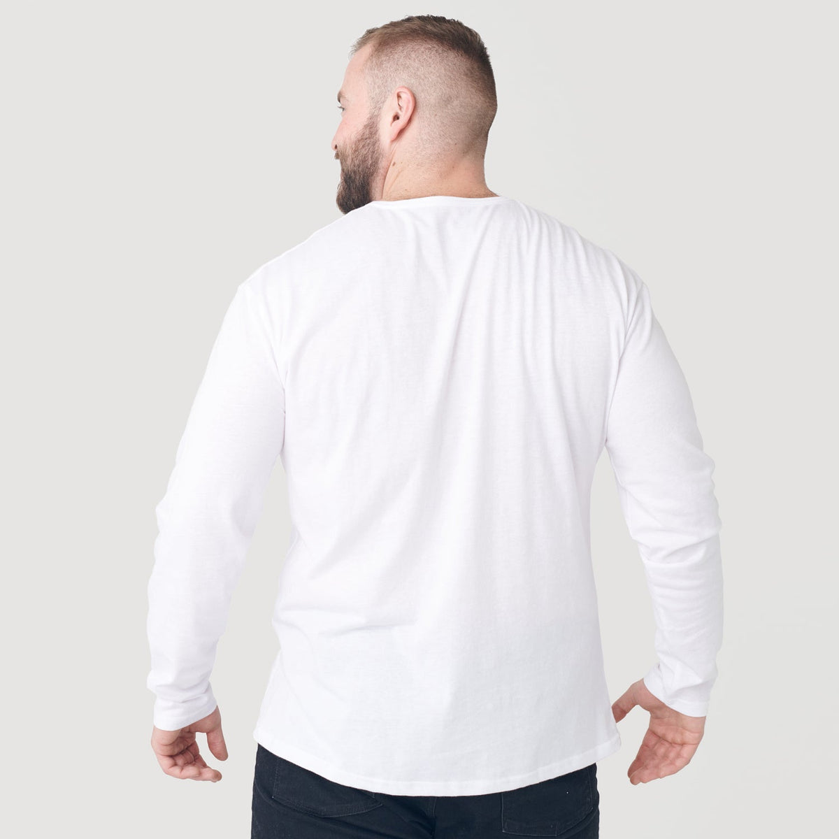 White Classic Long Sleeve Henley