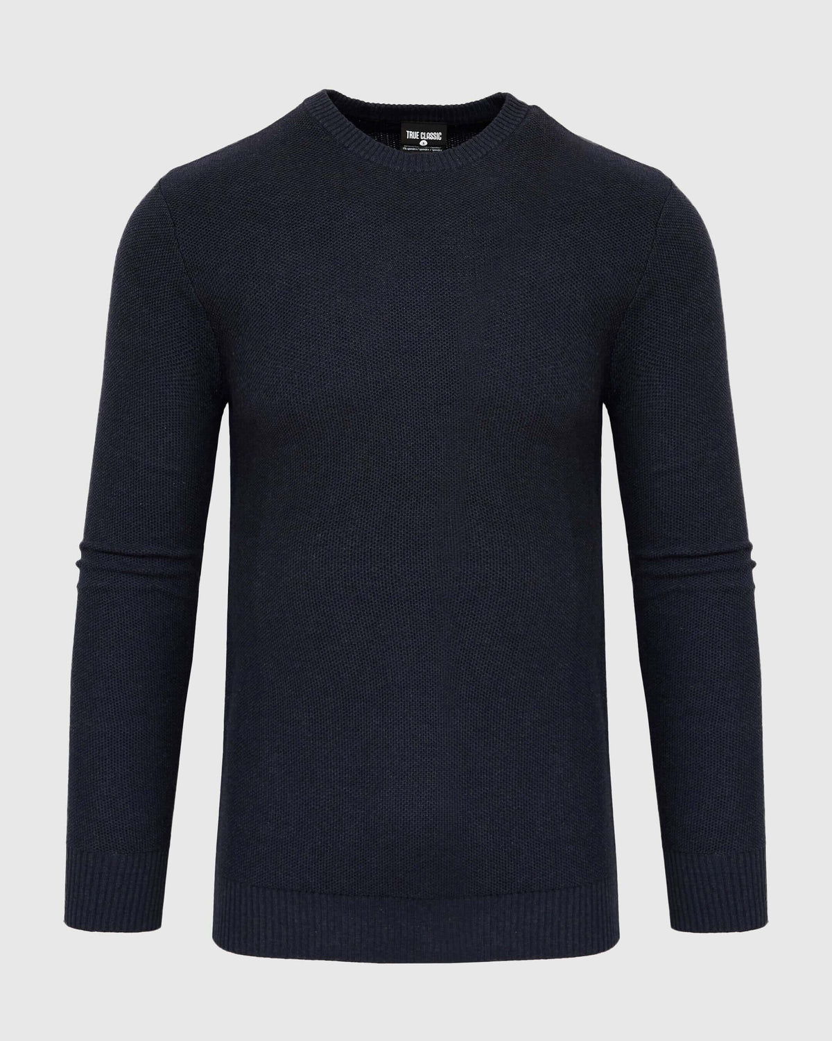 Heather Navy Pique Crew Sweater