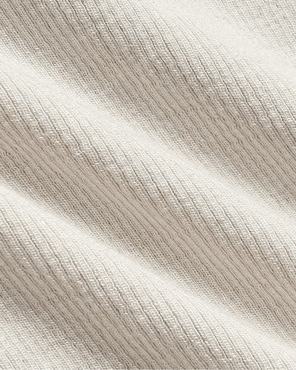 Womens Oatmeal Ribbed Long Sleeve Scoop Neck Tee