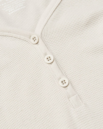 Womens Oatmeal Waffle Long Sleeve Boxy Henley