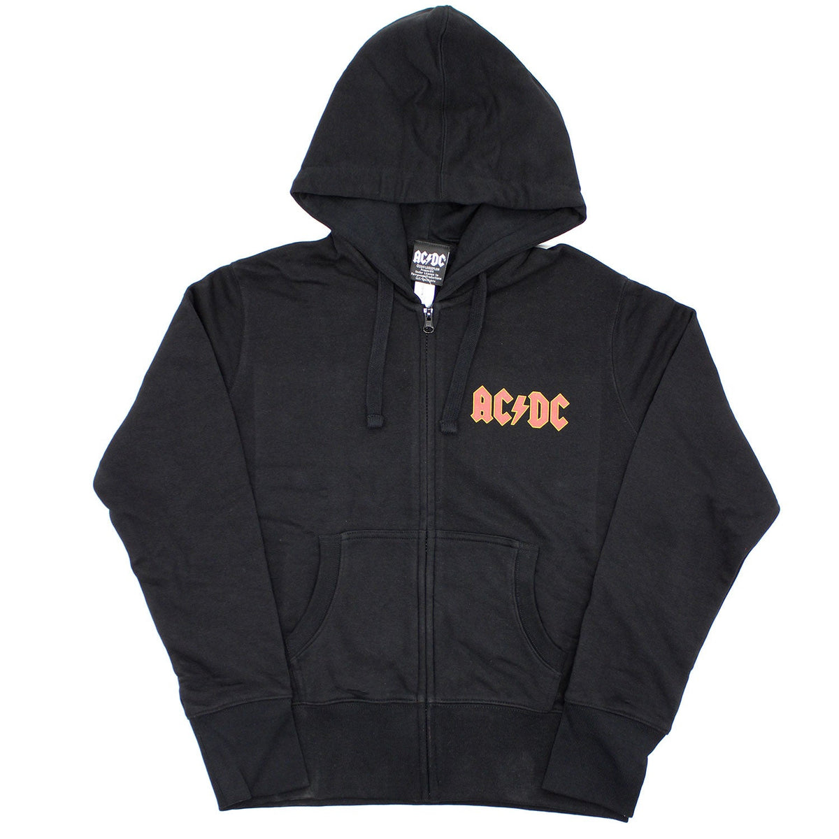 AC/DC Logo (Back Print) Ladies Zipped Hoodie Junior Top