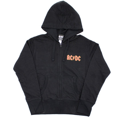 AC/DC Logo (Back Print) Ladies Zipped Hoodie Junior Top