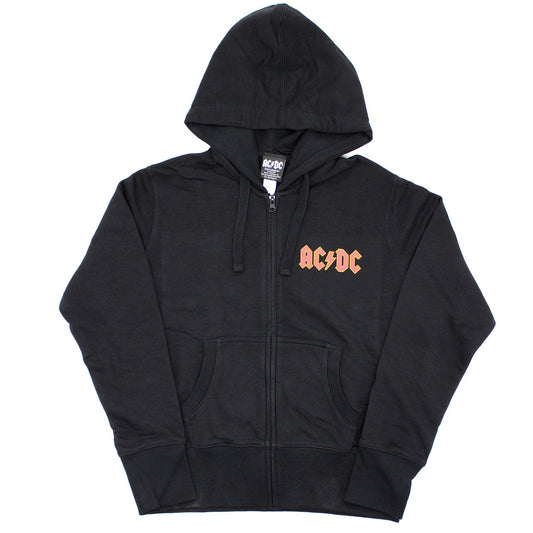 AC/DC Logo (Back Print) Ladies Zipped Hoodie Junior Top
