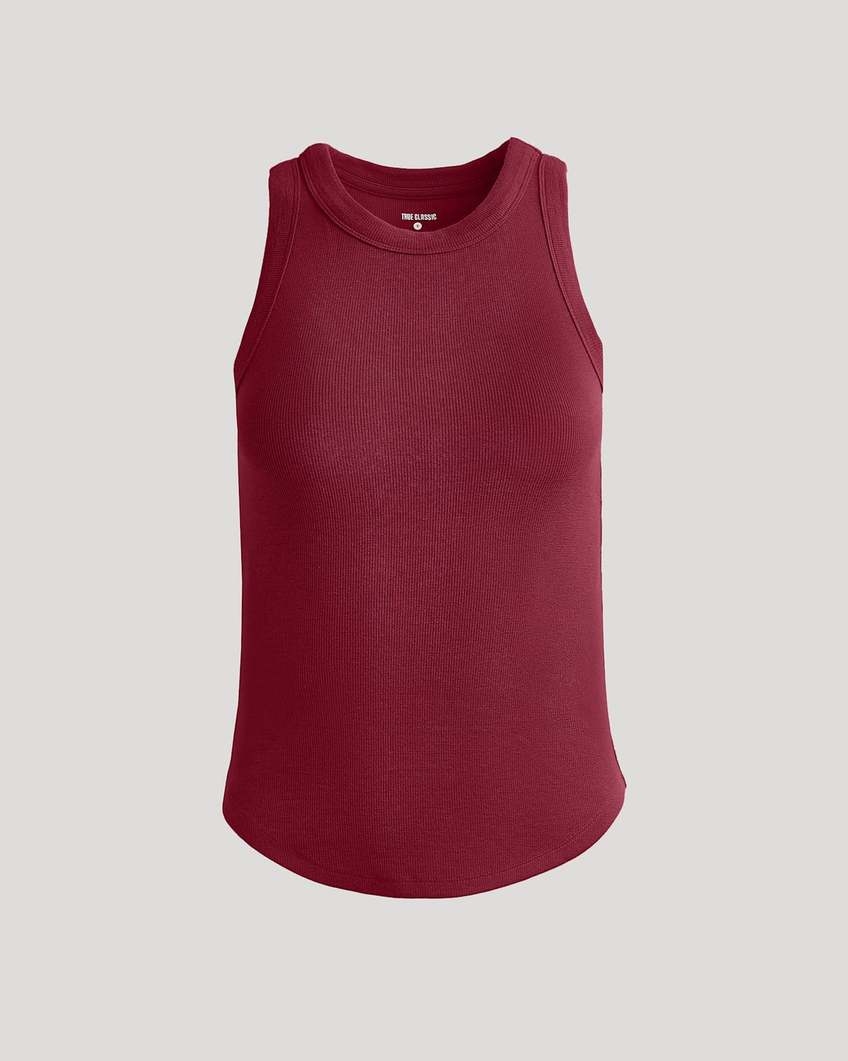 Womens Dark Maroon Ribbed High Neck Tank