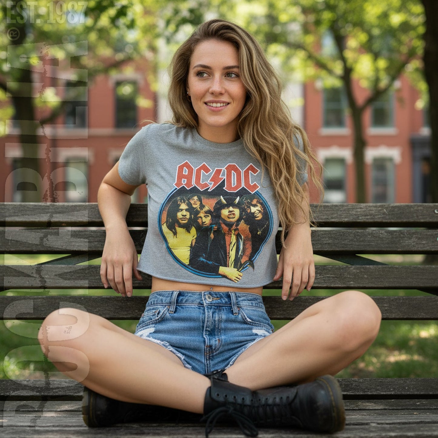 AC/DC Highway To Hell Circle Ladies Crop Top Junior Top