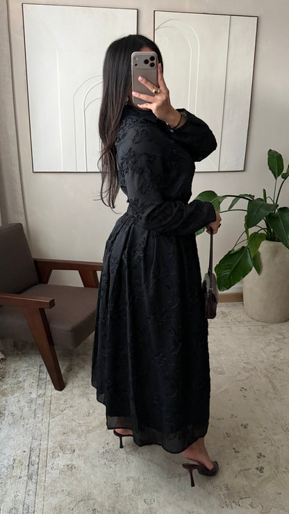 Jupe Effet Fleurs I Noir