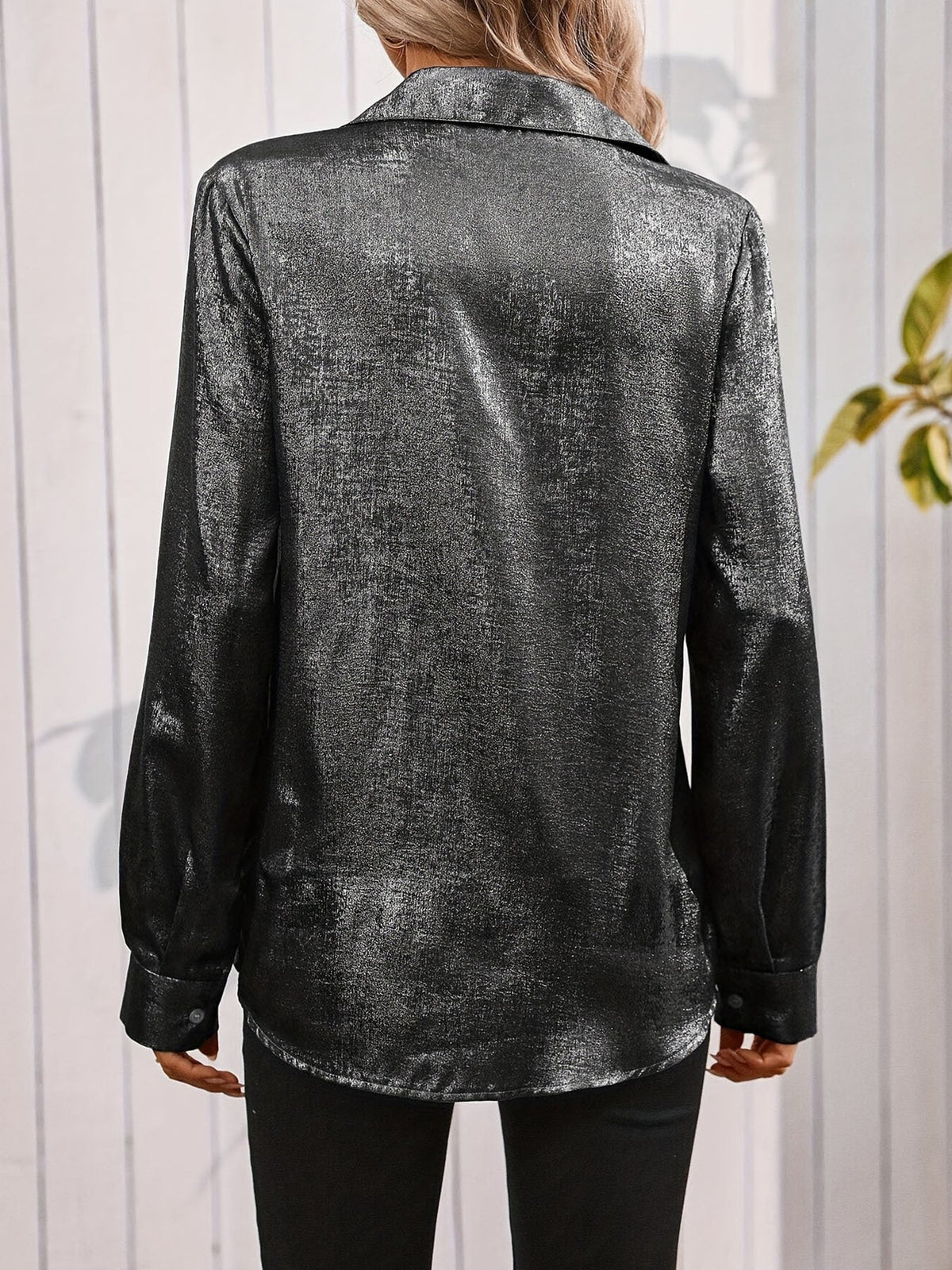 Satin Minimalist Long Sleeve Shirt