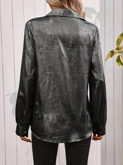 Satin Minimalist Long Sleeve Shirt
