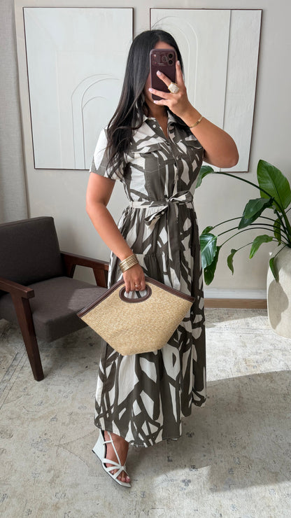 Robe Popeline De Coton A Motifs 100 Coton I Kaki